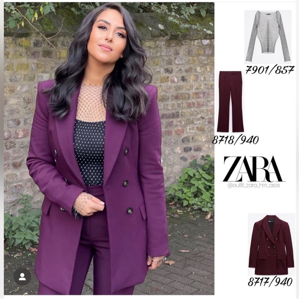Zara Deep Purple Blazer and Trousers Set - Picture 3 of 11